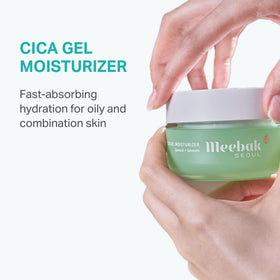 Meebak gel texture close-up highlighting lightweight hydrating feel