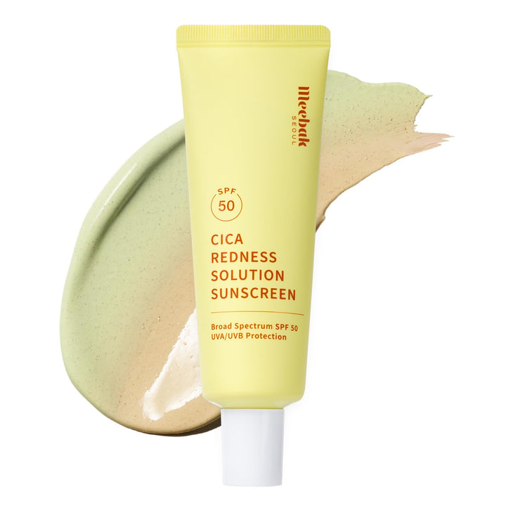 Meebak front packaging showing cica CC cream and SPF benefit