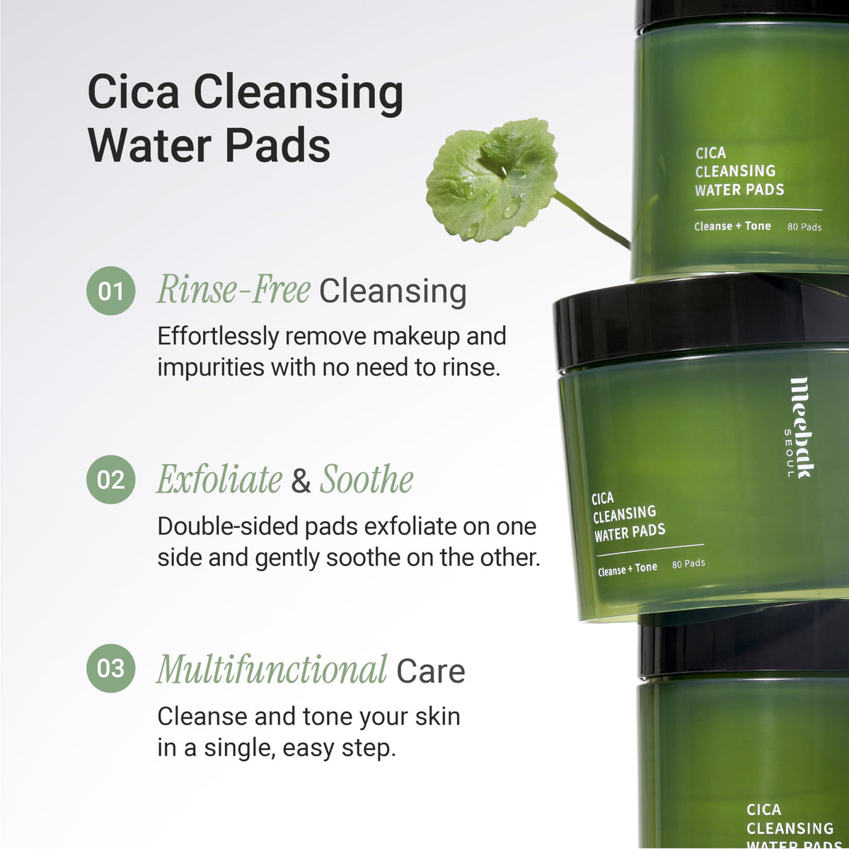 Meebak double-sided pad displayed to show soft and textured sides for cleansing and exfoliation