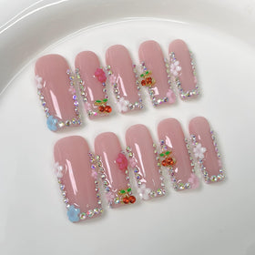 meemooron front packaging showing full 10-piece nail set and accessories, stylish ready-to-wear