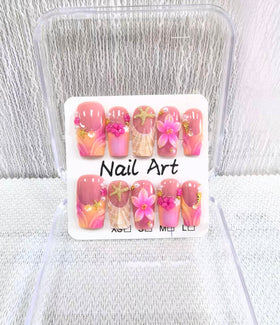 meemooron front packaging showing 10-piece pink French tip set and glossy finish