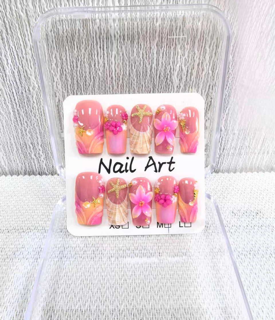 meemooron front packaging showing 10-piece pink French tip set and glossy finish