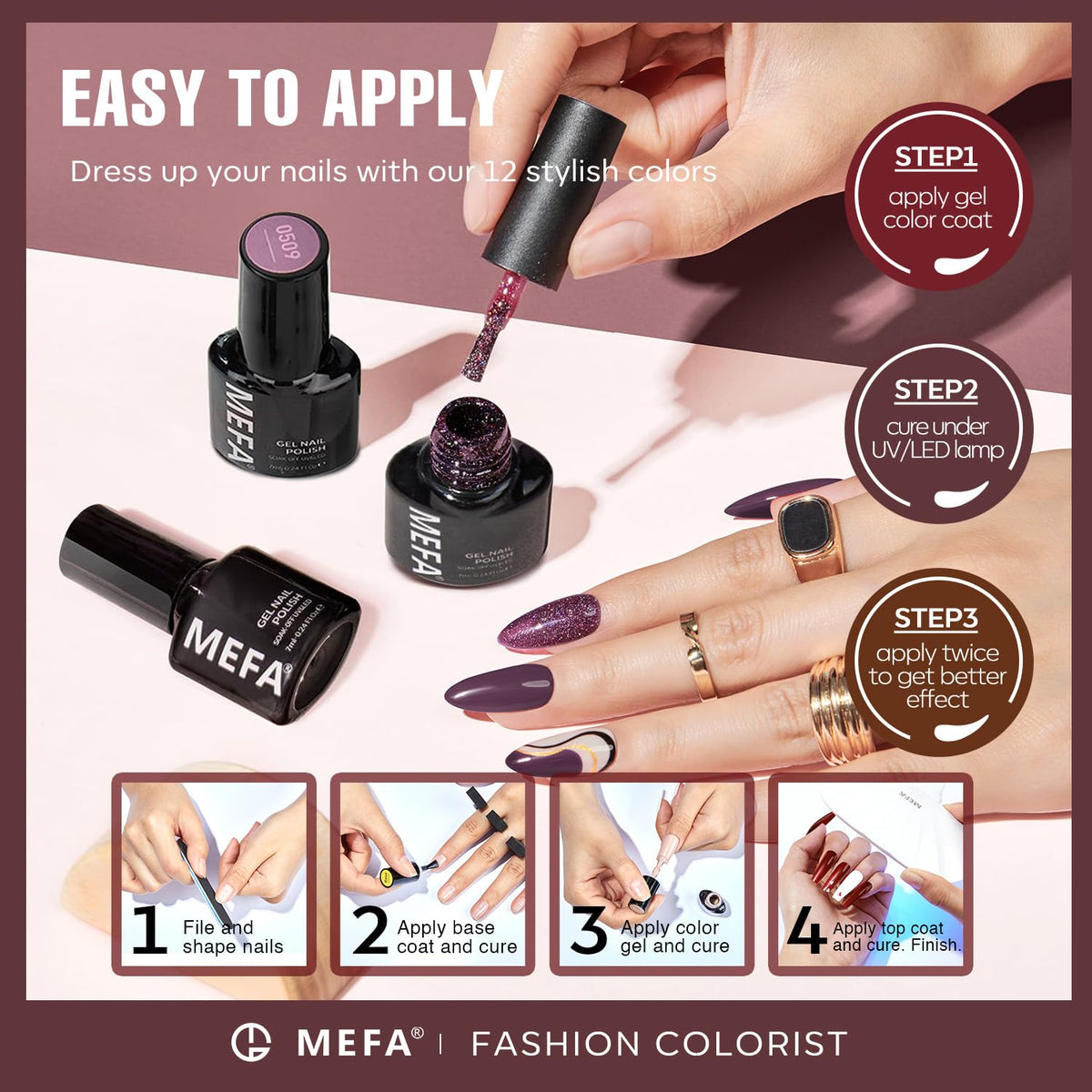MEFA bottle size comparison illustrating compact 7 ml bottles for travel