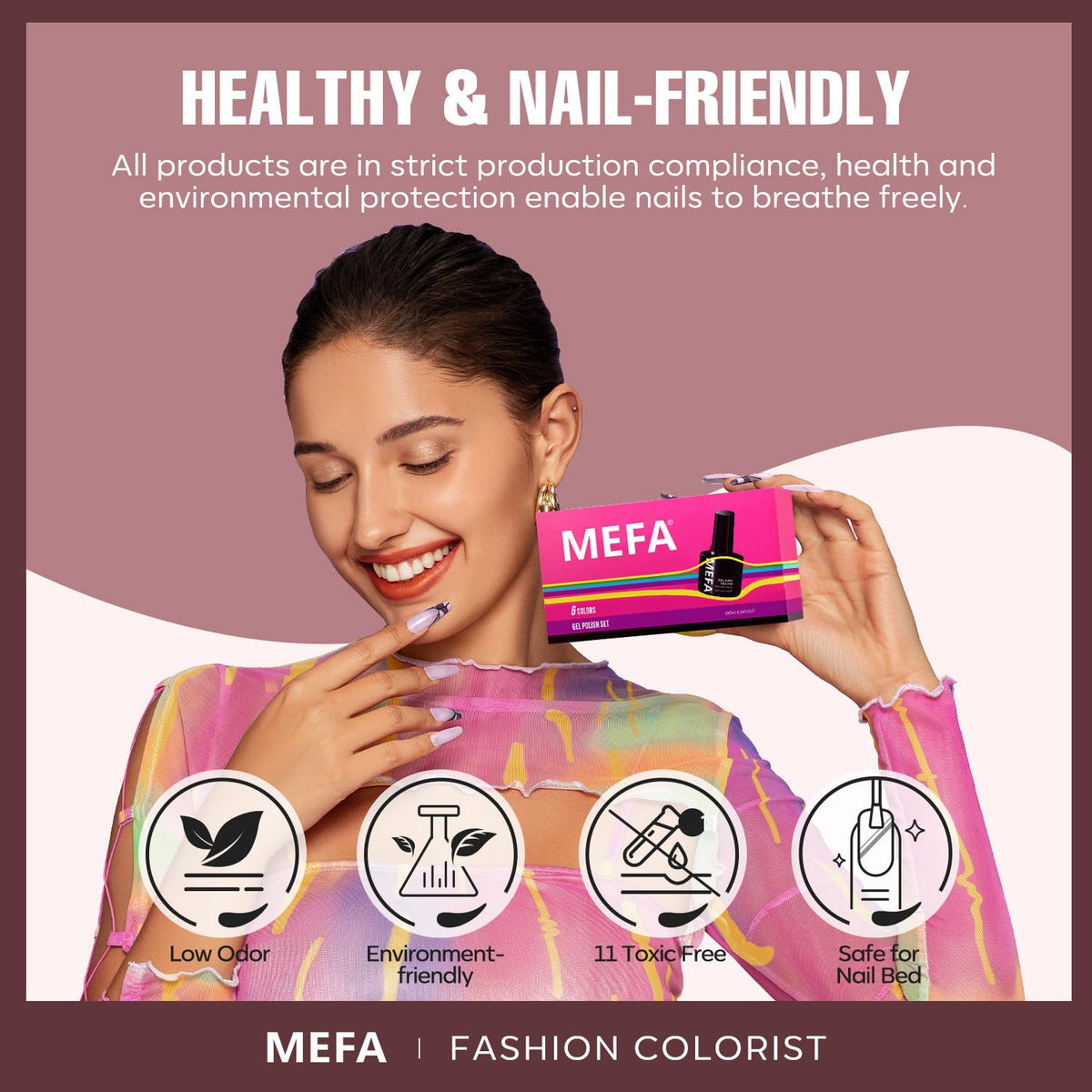 MEFA home salon lamp setup with cured nails for quick LED curing