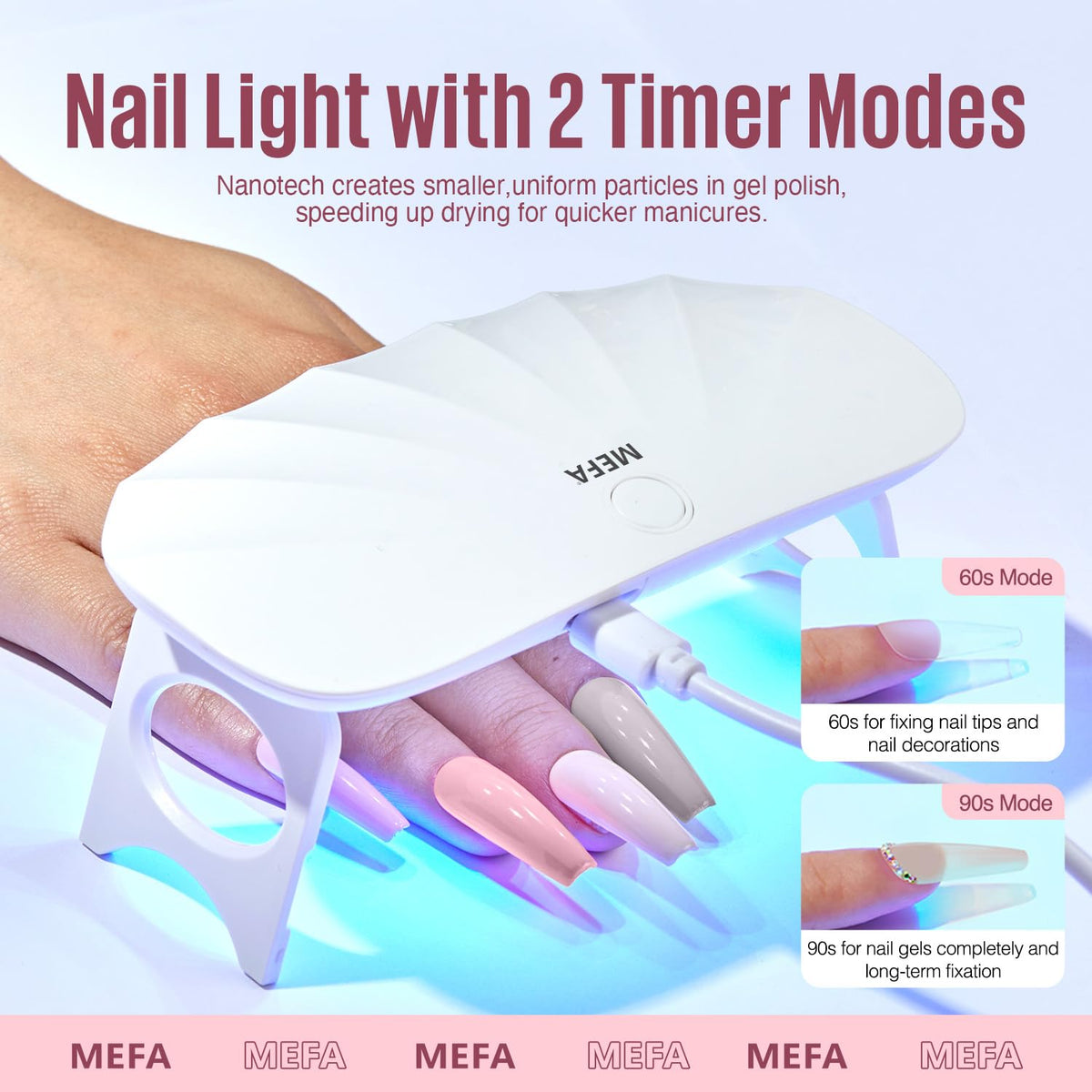 MEFA nail tools layout with file, buffer and separators for prep