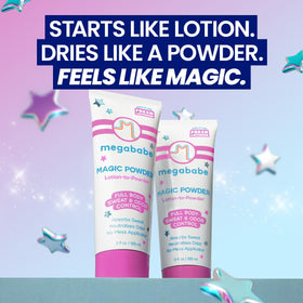 Megababe applicator close-up demonstrating mess-free hands-free application benefit