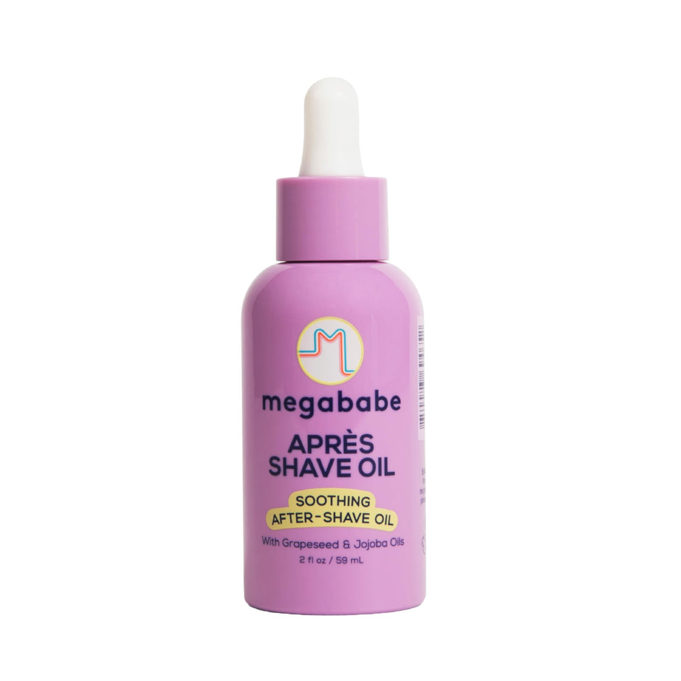 Megababe front packaging bottle showing label and compact size benefits
