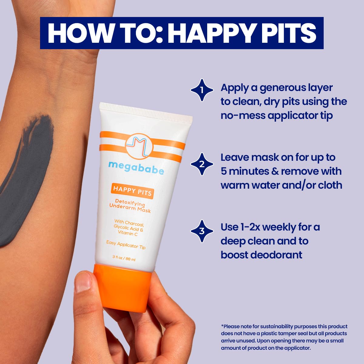 Megababe mask in bathroom routine showing easy weekly application benefit