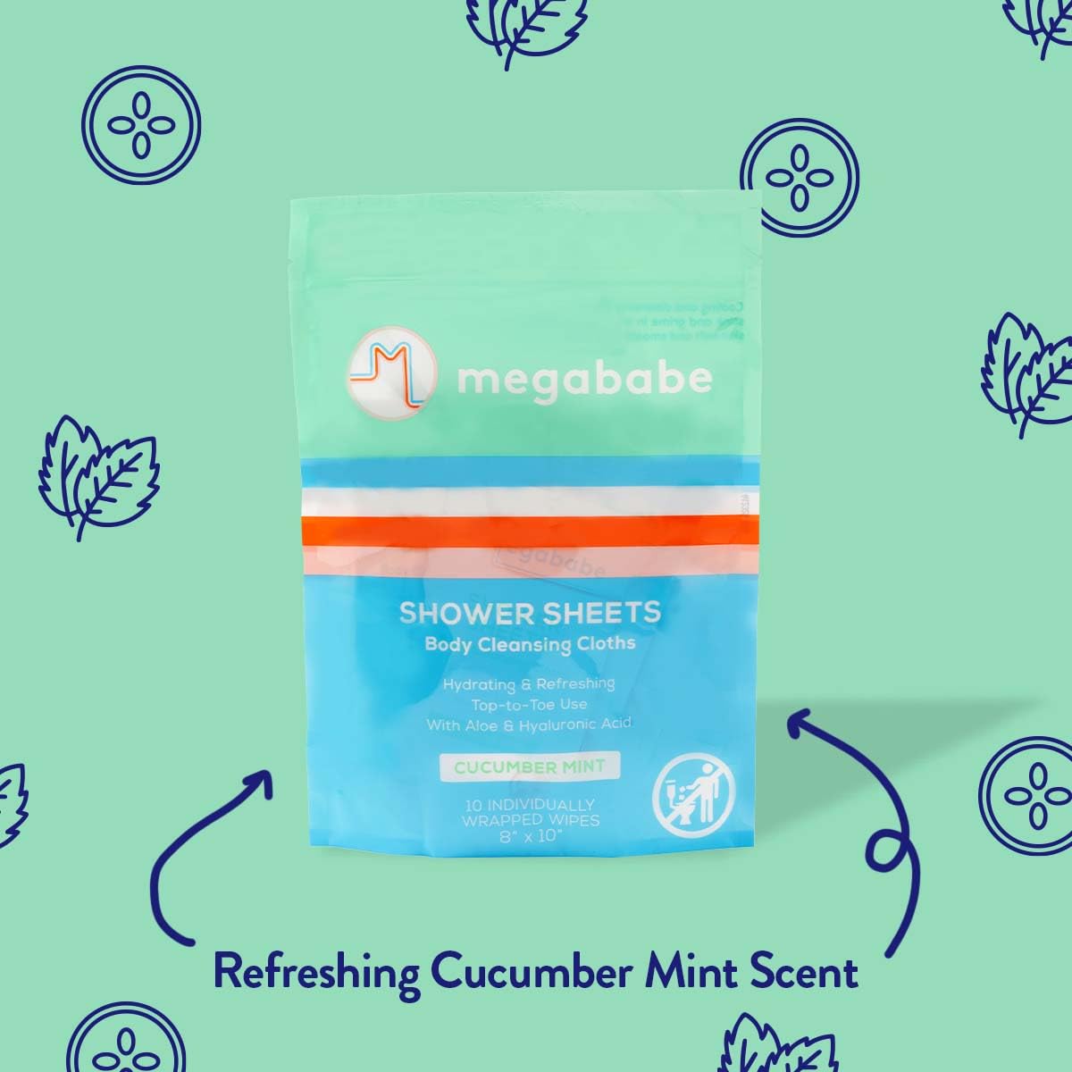 Megababe individually wrapped wipe in hand highlighting portability