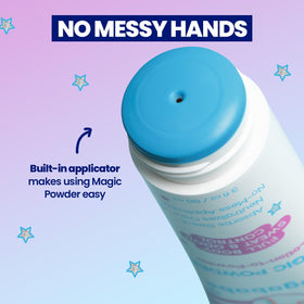 Megababe powder dry finish close-up highlighting absorbency and non-greasy feel
