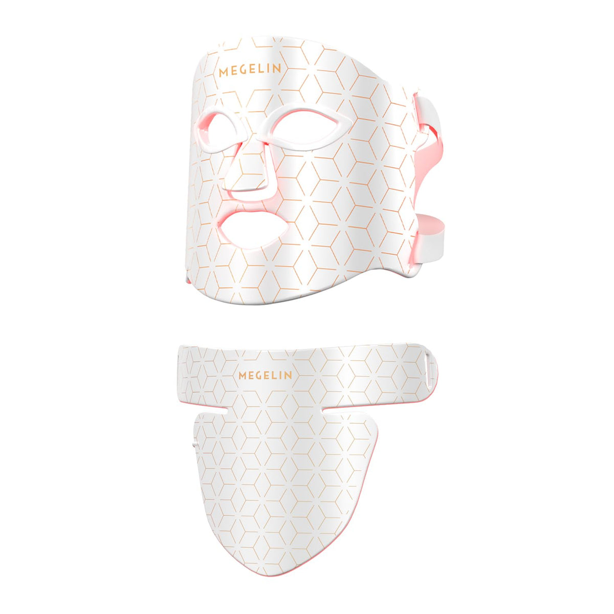 MEGELIN front view of face and neck mask showing full coverage and ergonomic fit