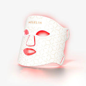 MEGELIN front view of white LED mask showing full-face coverage and even light distribution