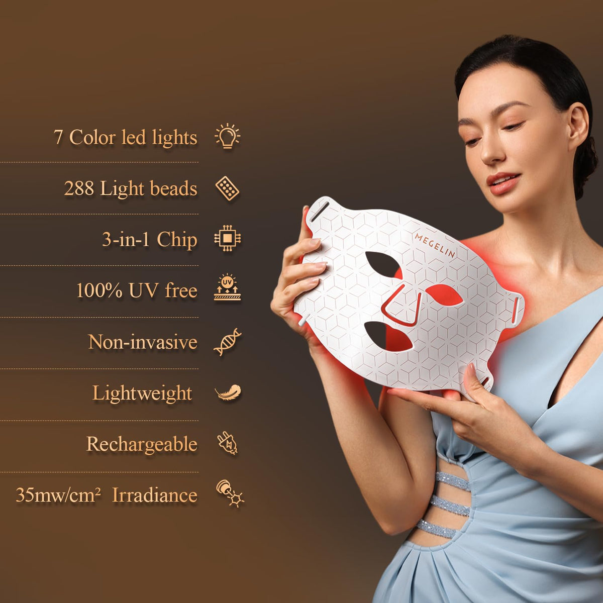 MEGELIN silicone texture detail illustrating soft, flexible material for comfortable fit