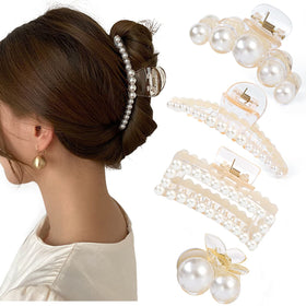 Mehayi front view pack of four clips showing pearl finish and elegant look
