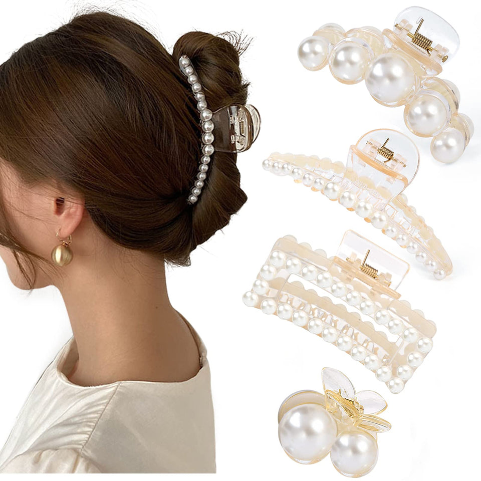 Mehayi front view pack of four clips showing pearl finish and elegant look