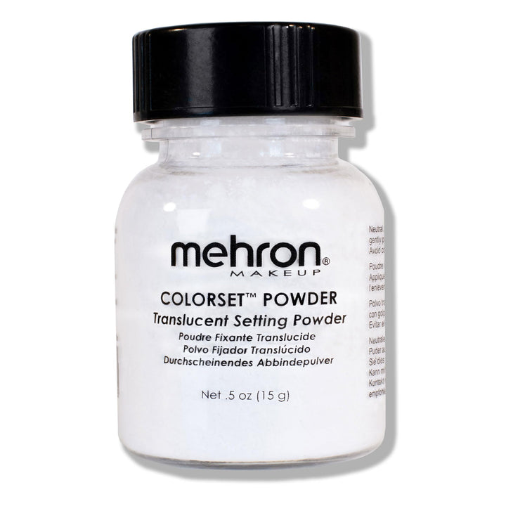Mehron Colorset front jar showing label and compact packaging benefit