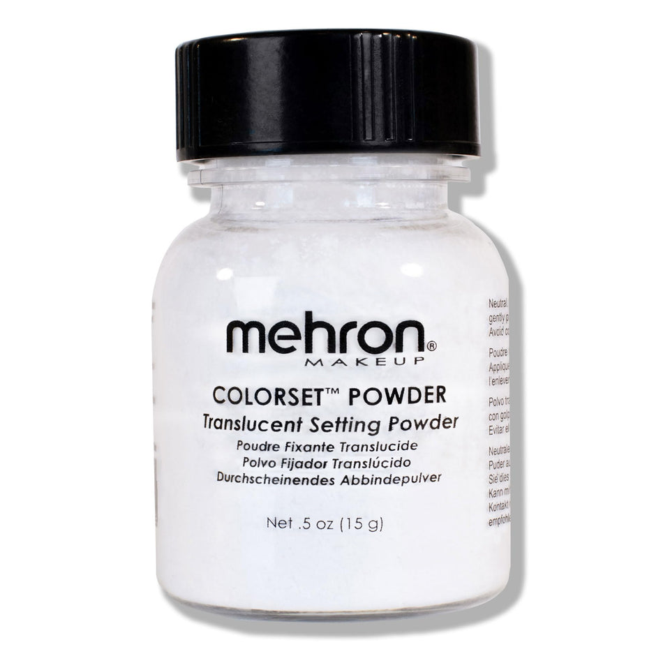 Mehron Colorset front jar showing label and compact packaging benefit