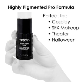 Mehron applying CreamBlend Stick to face for precise highlight or base