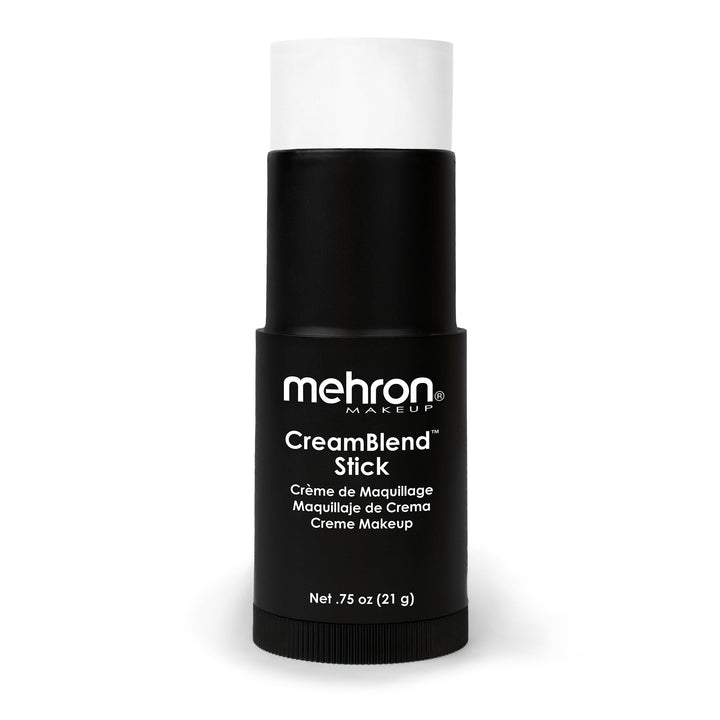 Mehron CreamBlend Stick front view showing compact white cream makeup