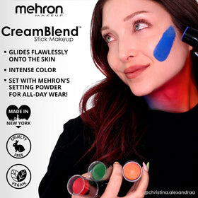 Mehron CreamBlend Stick next to coin for size comparison and portability