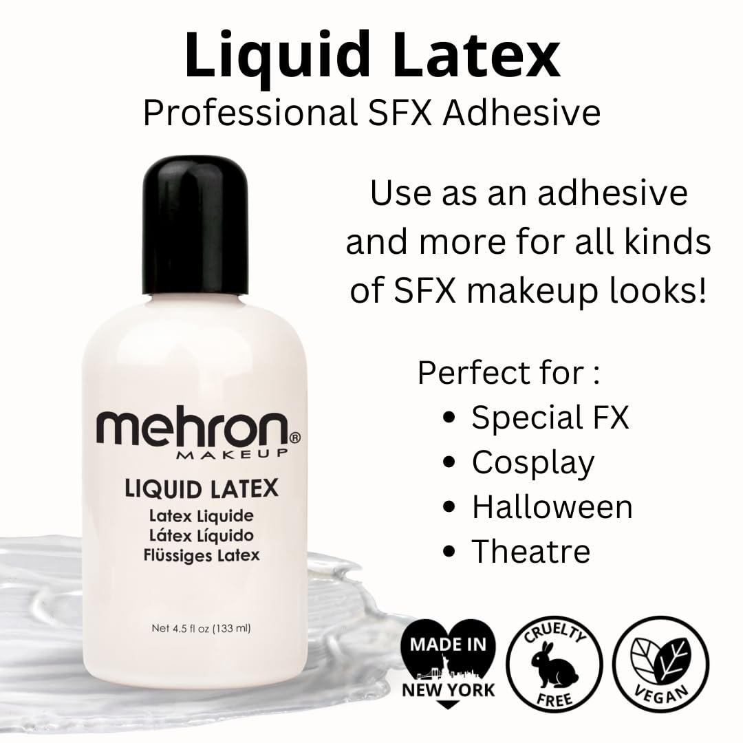 Mehron liquid latex being applied to arm demonstrating realistic 3D effects benefit