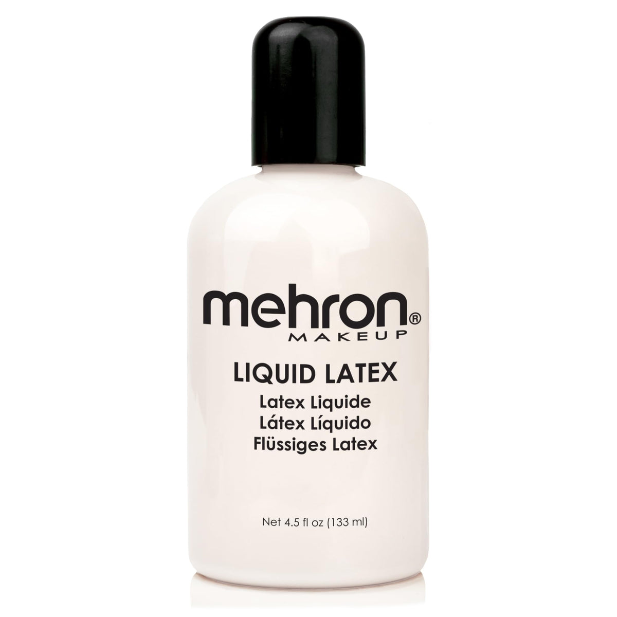 Mehron clear liquid latex bottle front showing label and size for professional use