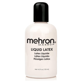 Mehron clear liquid latex bottle front showing label and size for professional use