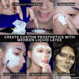 Mehron liquid latex next to ruler showing 4.5 fl oz scale for planning projects