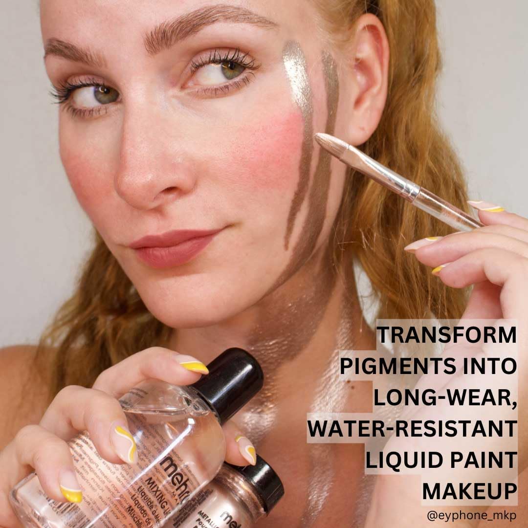 Mehron mixing liquid used as eyeliner showing precise long-wear application benefit