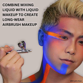 Mehron mixing liquid holding glitter in place demonstrating reduced fallout benefit