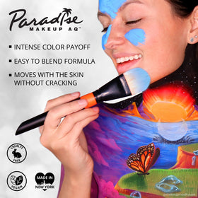 Mehron palette held in hand to show compact size and travel convenience