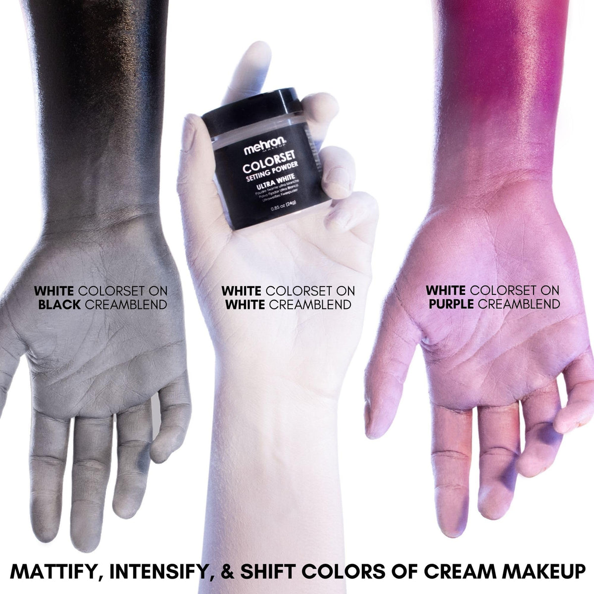 Mehron size comparison next to coin showing compact travel-friendly makeup kit benefit