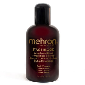 Mehron stage blood front packaging showing product label and size, professional grade benefit
