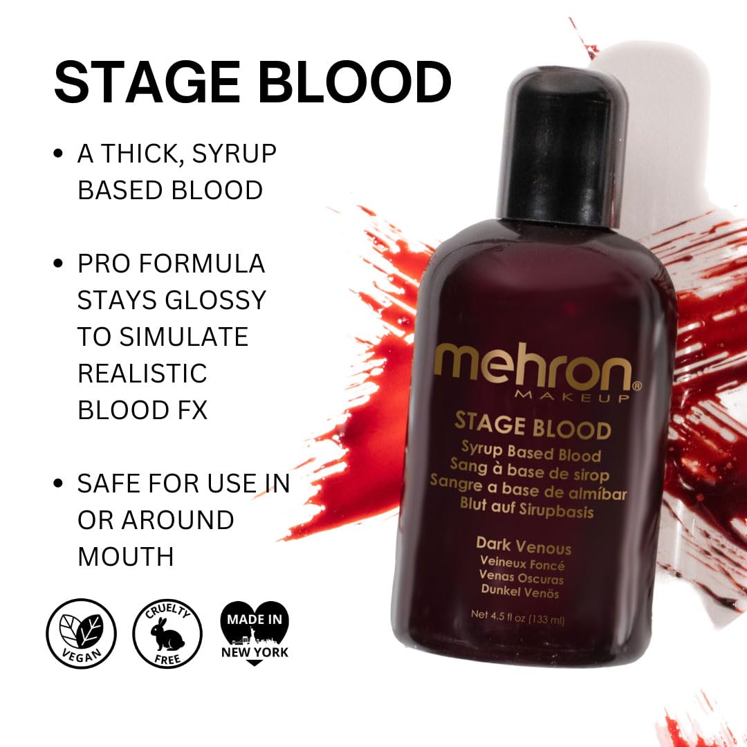 Mehron stage blood mouth-safe demo used for oral effects with safe-performance benefit