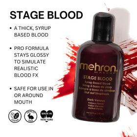 Mehron stage blood mouth-safe demo used for oral effects with safe-performance benefit