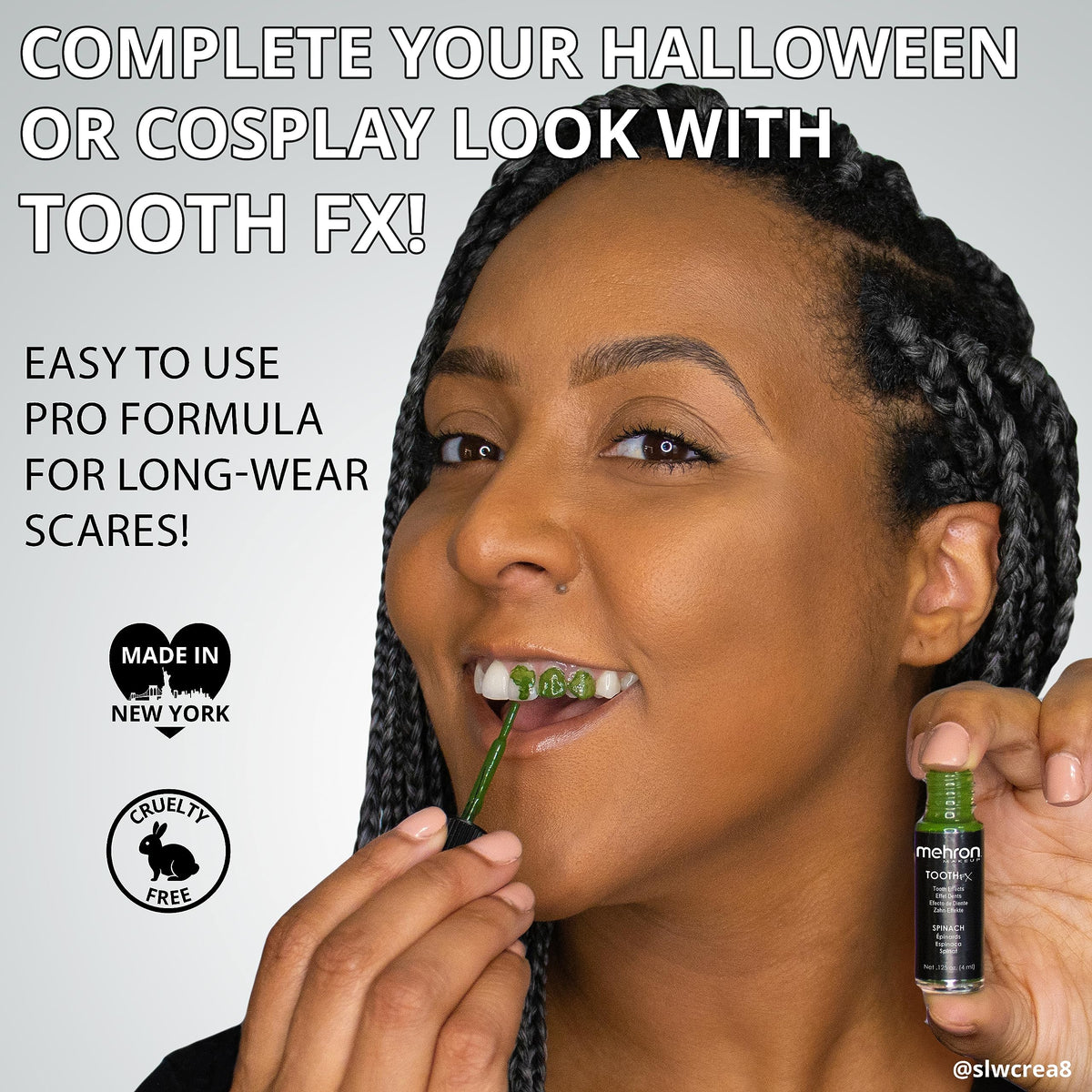 Mehron Tooth FX Black 4 ml tube beside a coin for size comparison