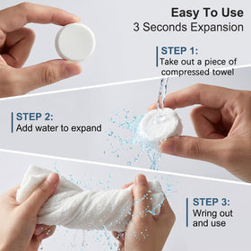 MEIBK individually wrapped compressed towel highlighting hygiene and portability