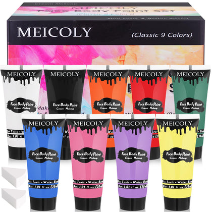 MEICOLY front of box showing nine color set and neat packaging benefit