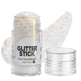 MEICOLY glitter stick front packaging showing holographic finish and brand