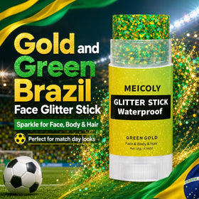 MEICOLY glitter texture close-up showing gold and green sparkle for vibrant shine
