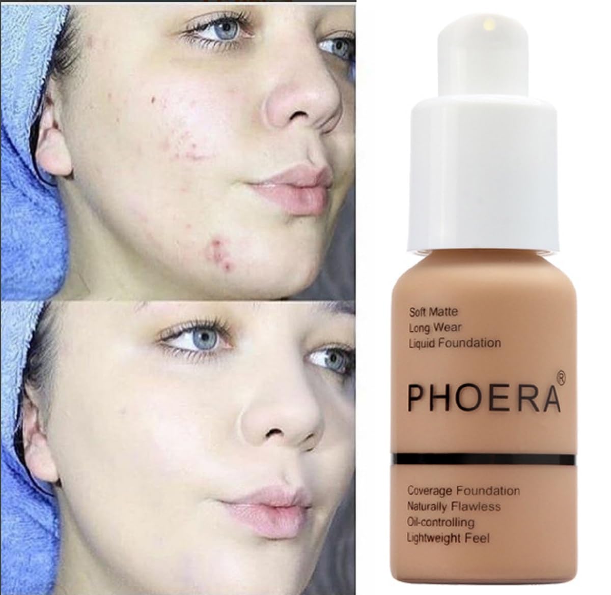 Meifen PHOERA before and after half-face comparison showing visible coverage improvement