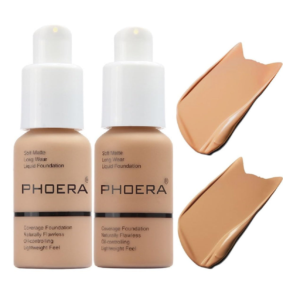 Meifen PHOERA front packaging showing both Buff Beige and Sand shades for shade matching