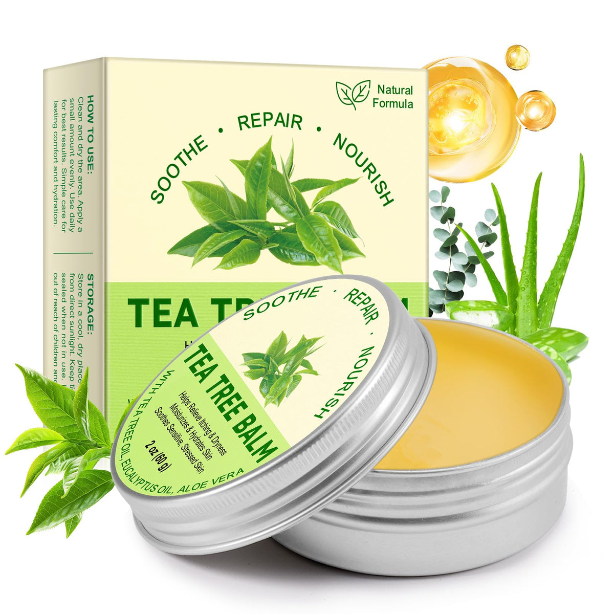 Meifenla balm front tube showing label and calming botanicals