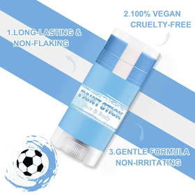 Meilury cheek stripes on fan highlighting bold Argentina colors for game-day photos