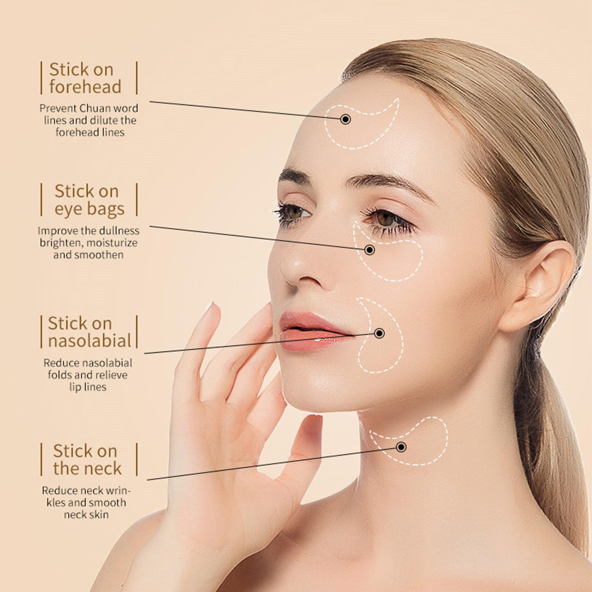 MeiPlumLai patch applied under eye demonstrating reduced puffiness appearance