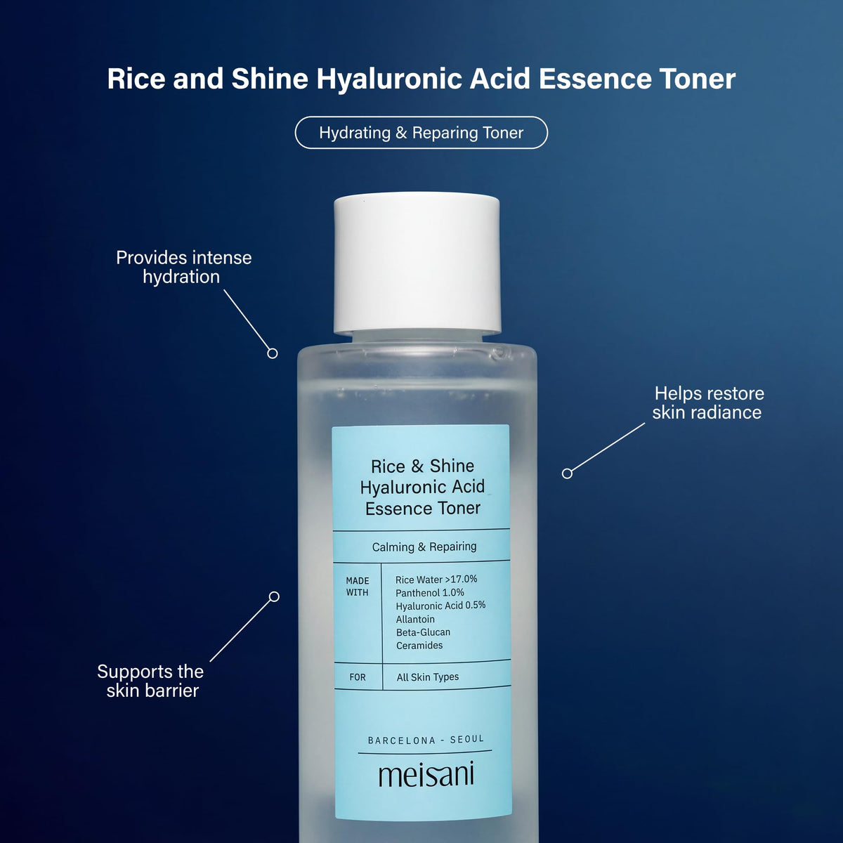 Meisani label close-up highlighting key ingredients for brightening