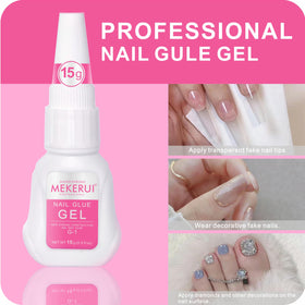 MEKERUI being applied to a press-on nail for quick secure hold