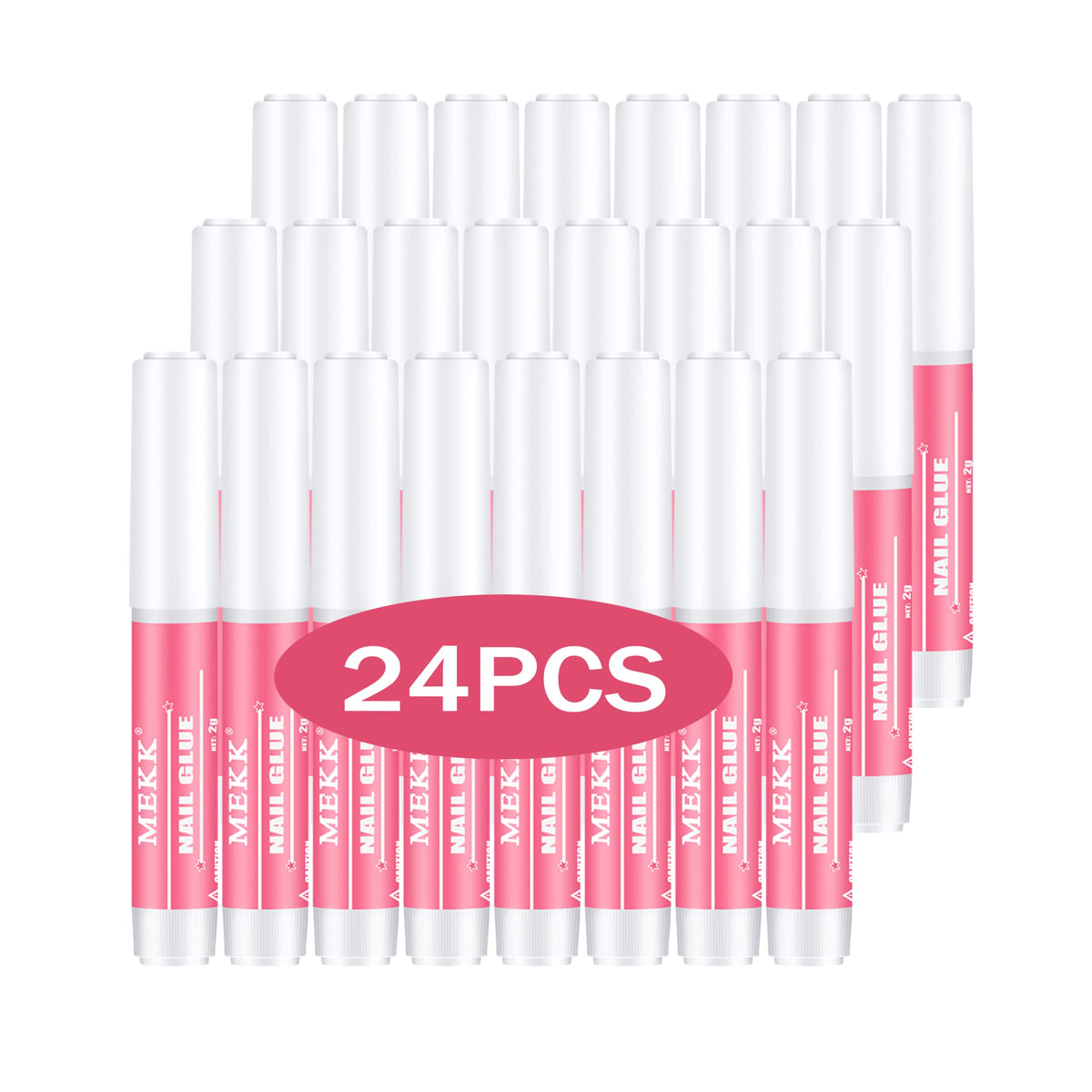 MEKK front packaging showing 24 glue tubes and benefits
