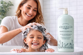 Melaleuca Herbal Shampoo pump dispensing product, enables easy measured use