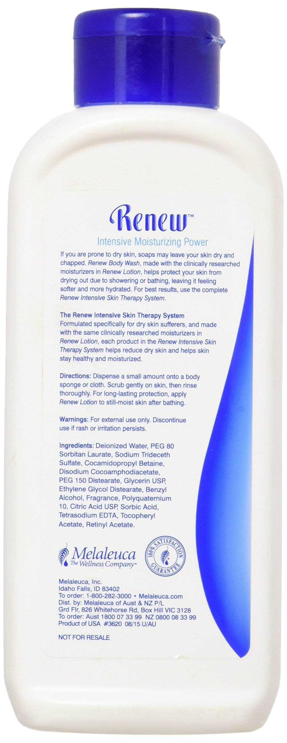 Melaleuca Renew pump in hand dispensing wash to gently hydrate skin